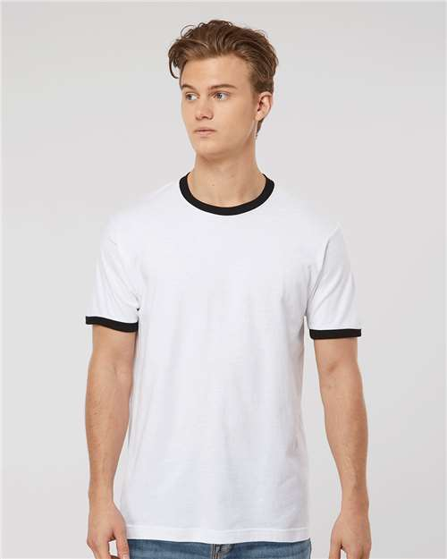 Blank Label Studios BLS - Ringer Tee 1412 White Black blank garment - ready for DTG & embroidery