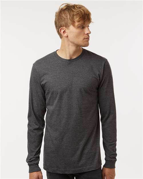 Blank Label Studios BLS - Long Sleeve Tee 1512 Heather Charcoal blank garment - ready for DTG & embroidery