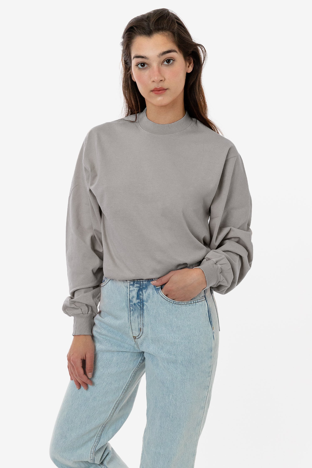 Blank Label Studios Los Angeles Apparel - Long Sleeve Tee 1406GD Silver Mist blank garment - ready for DTG & embroidery