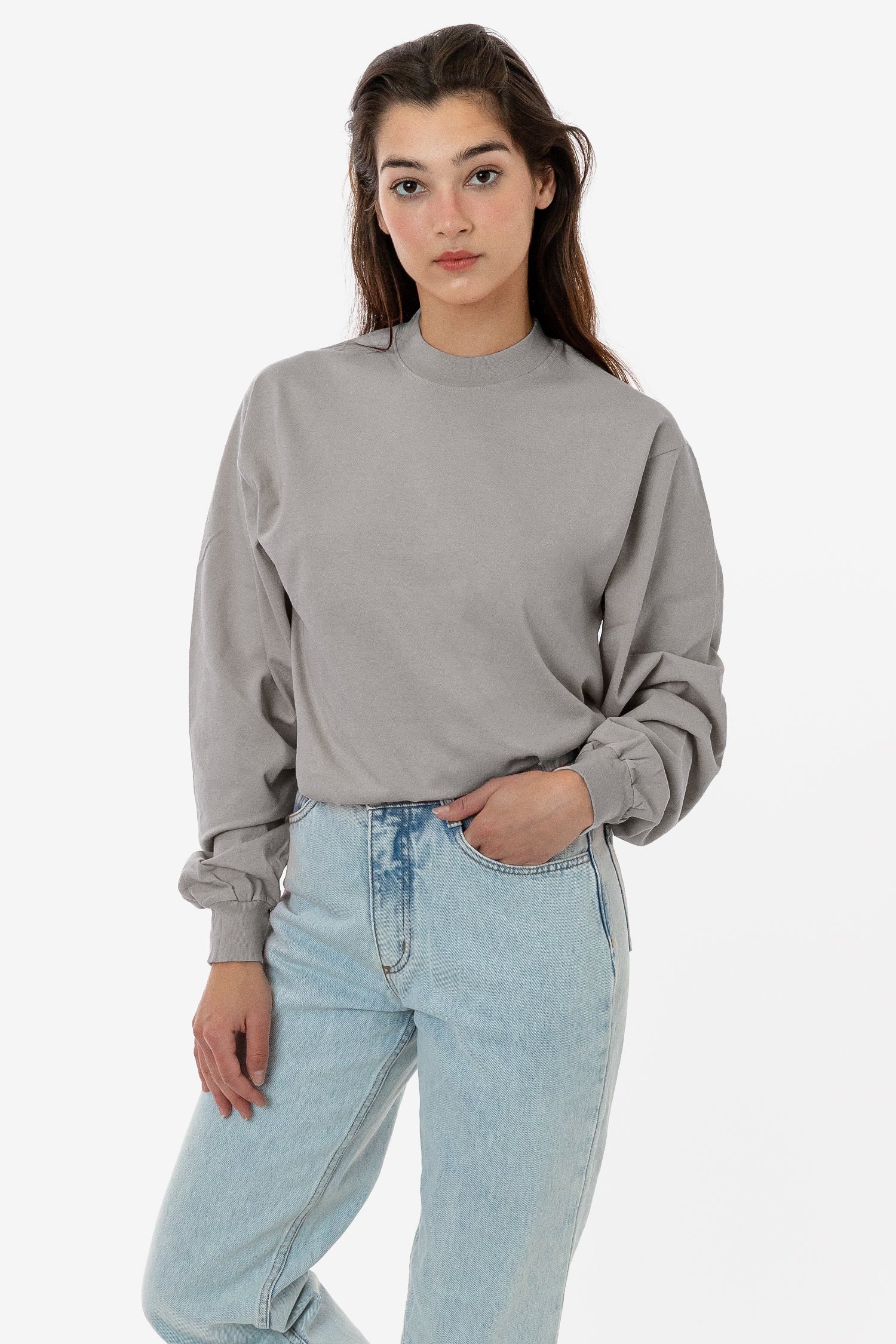 Blank Label Studios Los Angeles Apparel - Long Sleeve Tee 1406GD Silver Mist blank garment - ready for DTG & embroidery