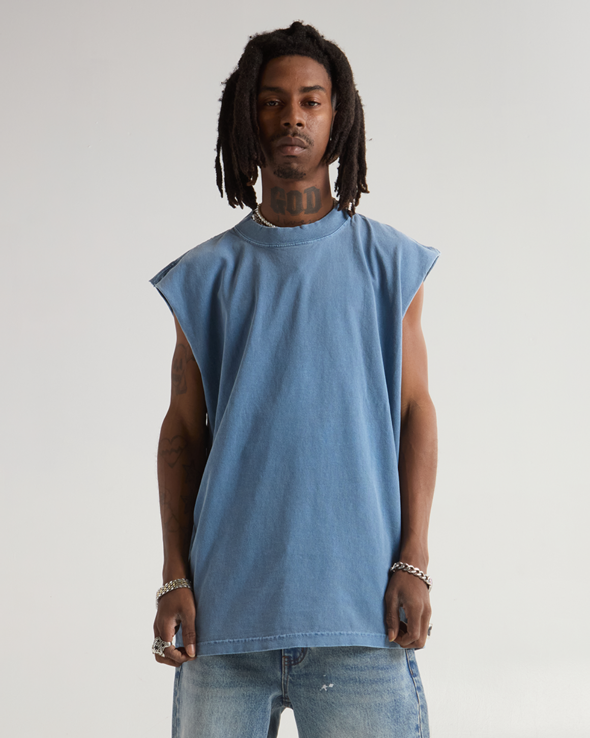 Blank Label Studios BLS - Muscle Tee 1410 Washed Denim blank garment - ready for DTG & embroidery