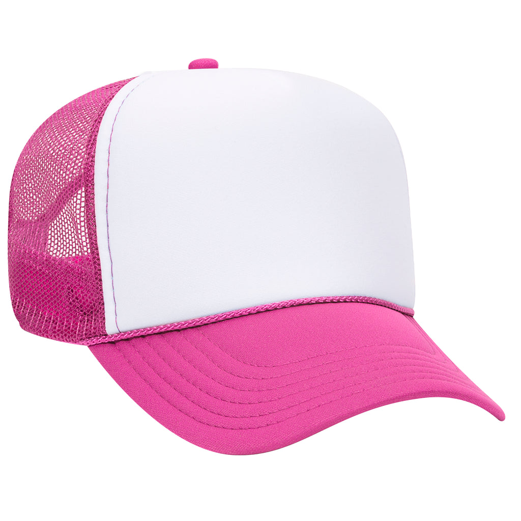 Blank Label Studios BLS - Trucker Hat 2111 Hot Pink White Hot Pink blank garment - ready for DTG & embroidery