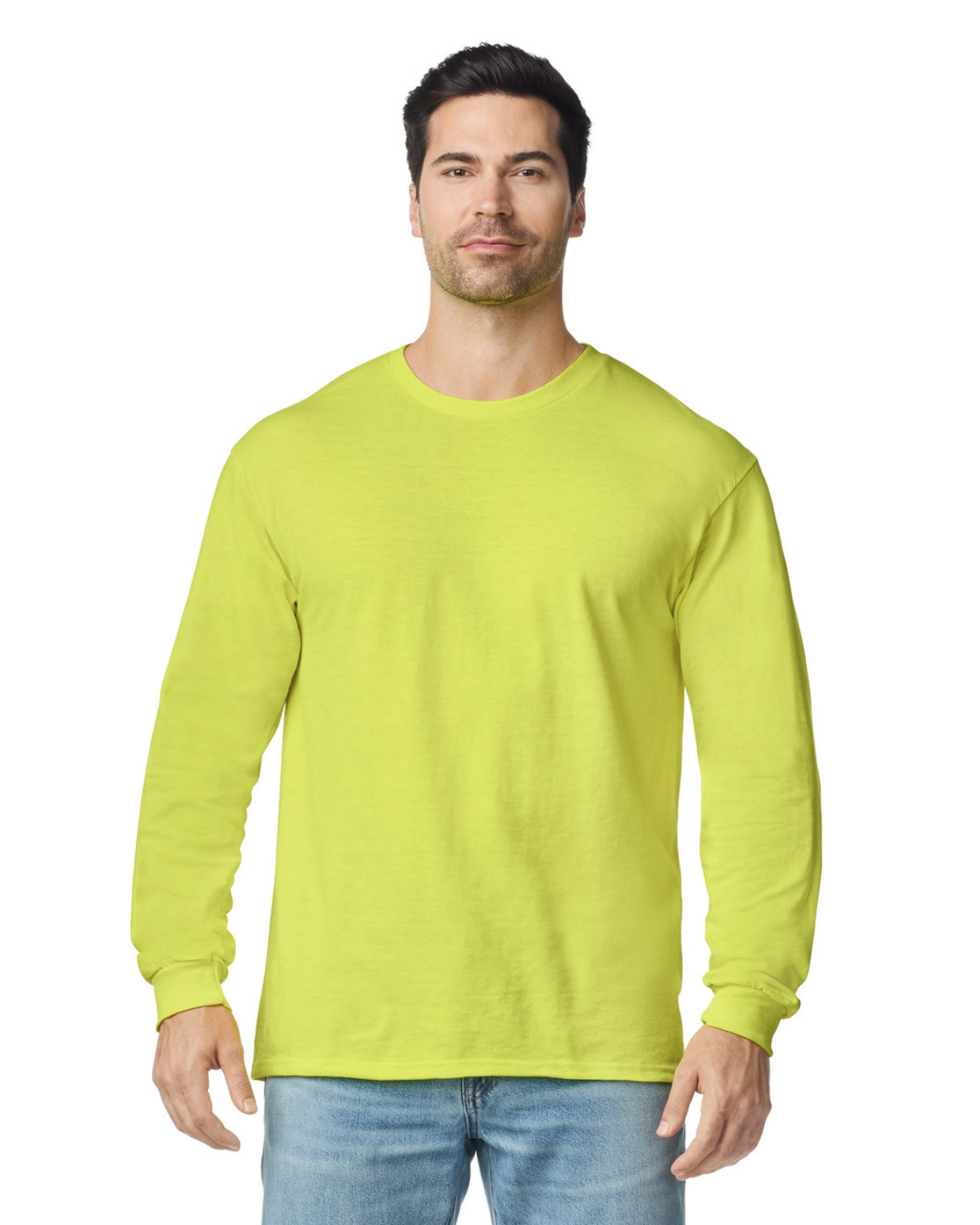 Blank Label Studios Gildan - Long Sleeve Tee 5400 Safety Green blank garment - ready for DTG & embroidery
