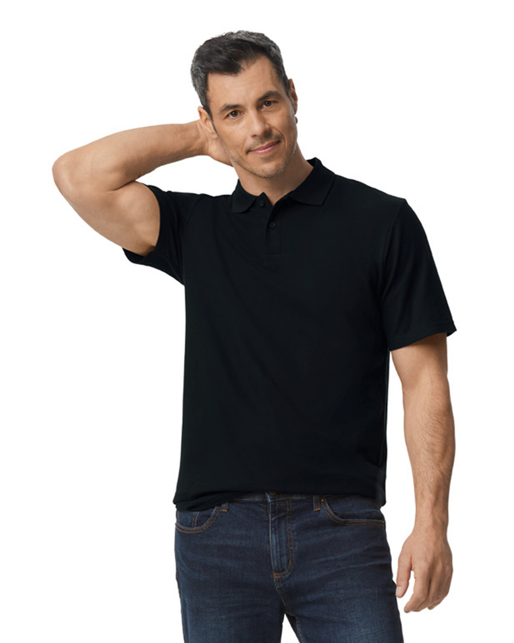 Blank Label Studios Gildan - Polo 64800 Black blank garment - ready for DTG & embroidery