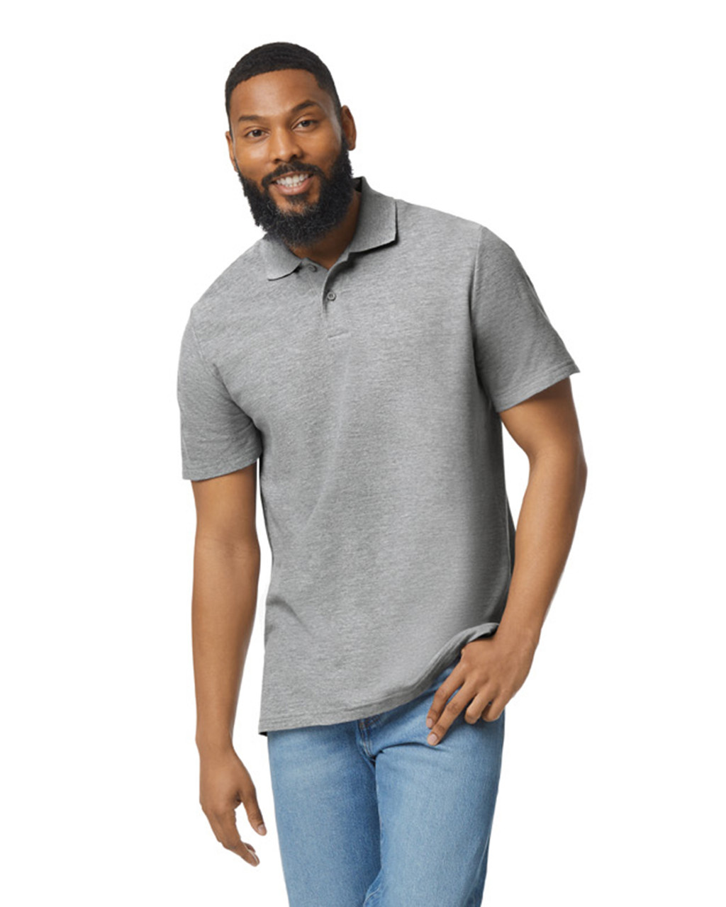 Blank Label Studios Gildan - Polo 64800 Ring Spun Sport Grey blank garment - ready for DTG & embroidery