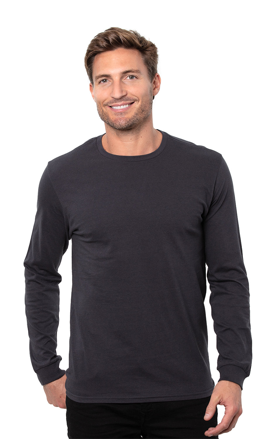 Blank Label Studios BLS - Long Sleeve Tee 1507 Charcoal blank garment - ready for DTG & embroidery