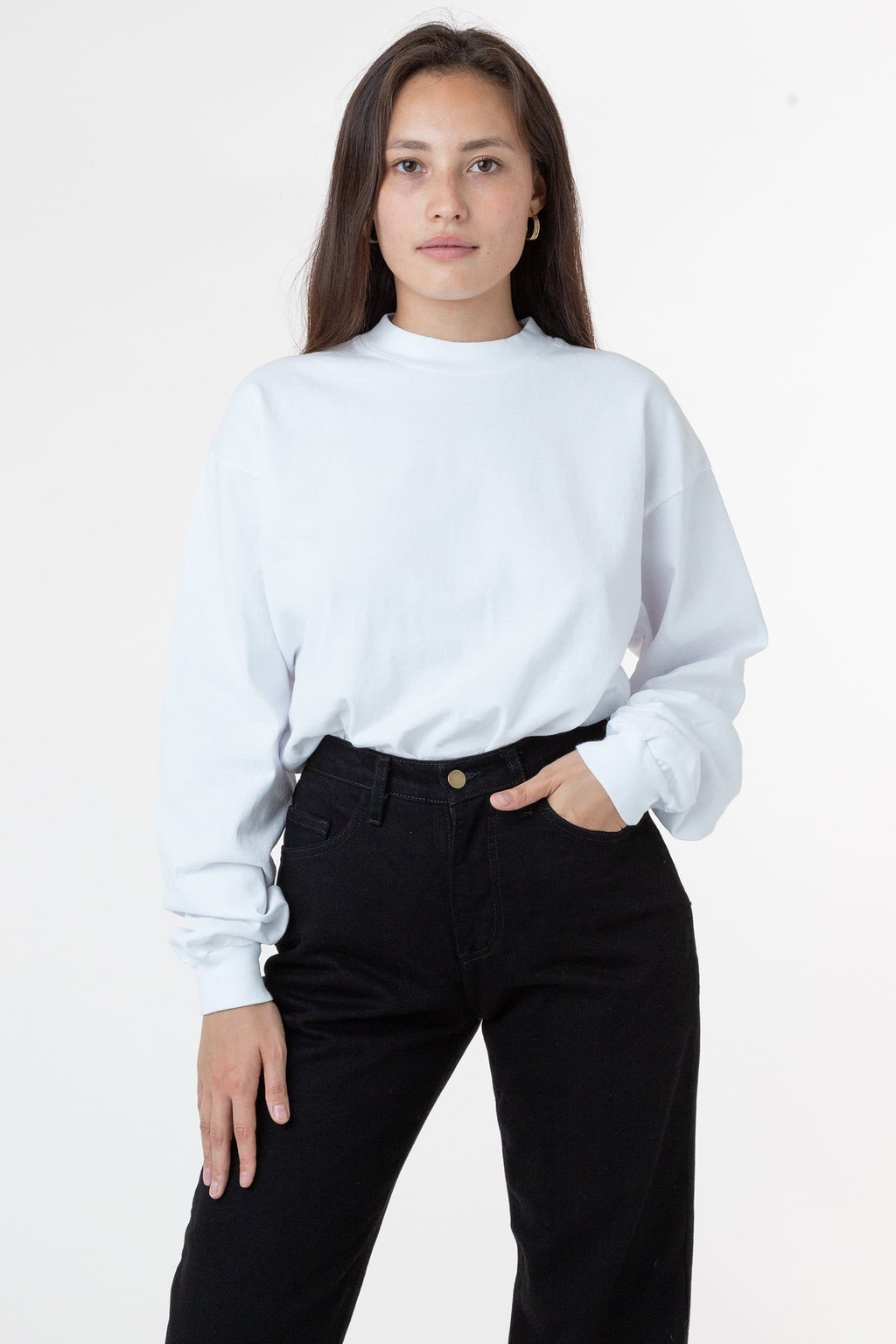 Blank Label Studios Los Angeles Apparel - Long Sleeve Tee 1406GD White blank garment - ready for DTG & embroidery